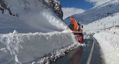 Van-Çatak yoluna düşen çığ temizleniyor