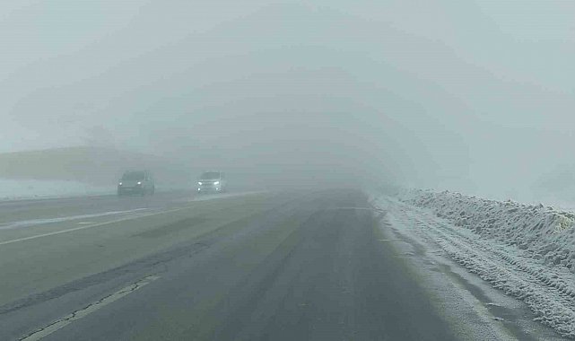 Van-Özalp kara yolunda sis görüş mesafesini düşürdü