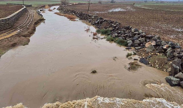 Yavuzeli'nde yağış etkili oldu, Karasu Çayı'nın debisi yükseldi