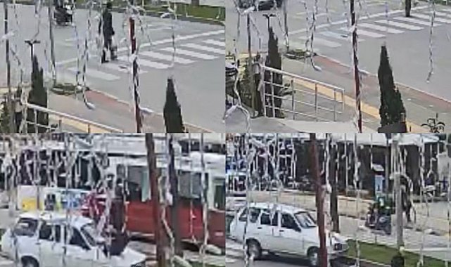 Yaya geçidinden geçerken otomobil çarptı: O anlar kamerada