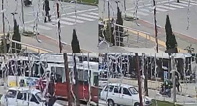 Yaya geçidinden geçerken otomobil çarptı: O anlar kamerada