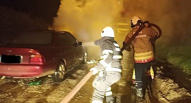 Yayladağı'nda otomobil yangını
