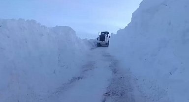 Yüksekova'da karla mücadele: İş makineleri boyunu aşan kar tünelleri oluştu