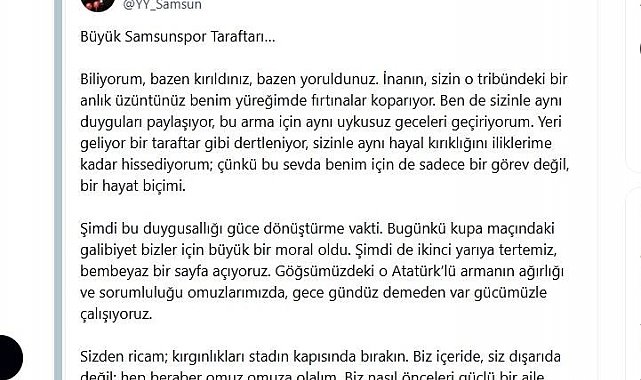 Yüksel Yıldırım: "Bembeyaz bir sayfa açıyoruz"