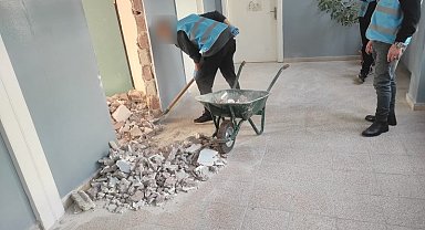 Yükümlüler, İsmet İnönü İlkokulu'nu temizledi