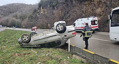 Zonguldak'ta takla atan otomobildeki 3 kişi yaralandı