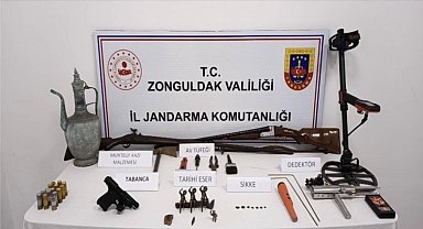 Zonguldak'ta tarihi eserler ve silah ele geçirildi
