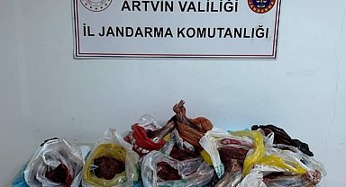Artvin'de 60 kilo yaban domuzu eti ele geçirildi