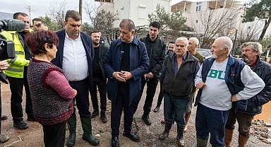 Başkan Tugay'dan Seferihisar'da yağıştan etkilenenlere yerinde destek