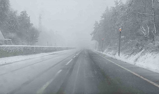 Bolu Dağı'nda kar yağışı sürüyor