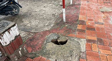 Buldan'da ATM önündeki çukur tehlike saçıyor