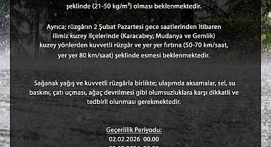 Bursa genelinde kuvvetli sağanak bekleniyor