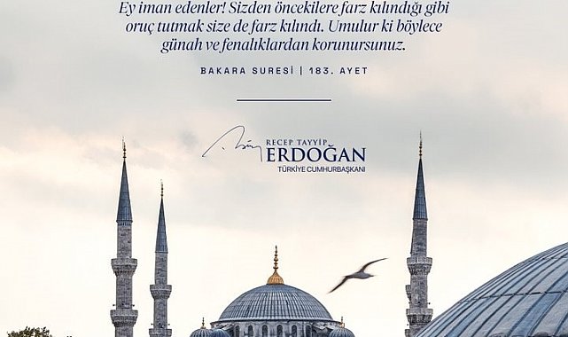 Cumhurbaşkanı Erdoğan: "Ramazan-ı Şerif'in milletimiz, İslam alemi ve tüm insanlık için hayırlar getirmesini diliyorum"