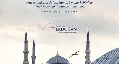Cumhurbaşkanı Erdoğan: "Ramazan-ı Şerif'in milletimiz, İslam alemi ve tüm insanlık için hayırlar getirmesini diliyorum"