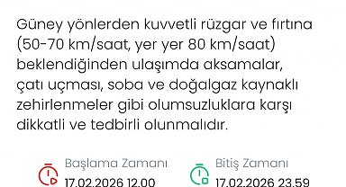 Denizli için fırtına uyarısı