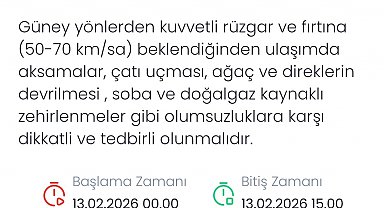 Denizli için kuvvetli rüzgar ve fırtına uyarısı