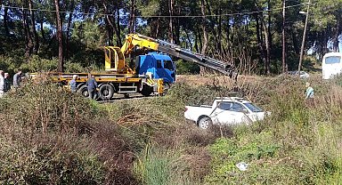 Dereye uçan kamyonetten yara alamadan kurtuldu