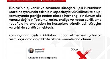 DMM: "Savaş başlayacağı iddiasıyla vatandaşların hazırlıklar yapması gerektiğine yönelik ifadeler dezenformasyon içermektedir"
