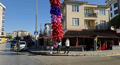 Edirne'de Sevgililer Günü kalpli balon satıcılarına yaradı