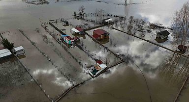 Edirne'de taşkının izleri havadan görüntülendi