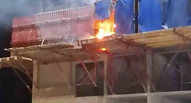 Emet'te şantiyede korkutan yangın