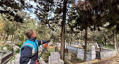 Gebze'de bayram öncesi mezarlıklarda bakım çalışmaları hızlandı