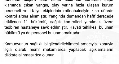 Hendek Kadın Açık Ceza İnfaz Kurumu'nda yangın: 11 hükümlü hafif yaralı