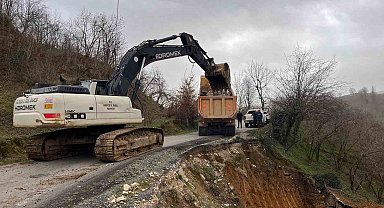 Heyelanlı bölgede çalışma yapıldı