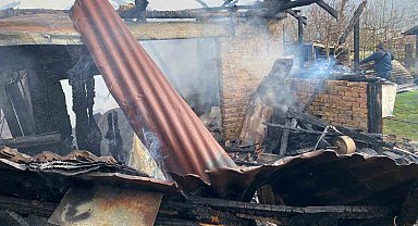 Karabük'te müştemilat yangını: 2 köpek yavrusu telef oldu