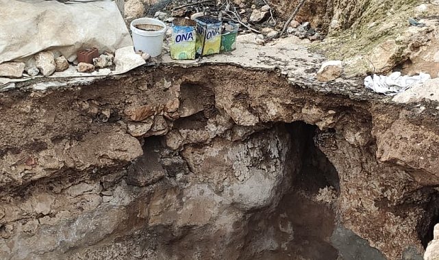 Mardin'de yağışların ardından toprak çökmesi meydana geldi