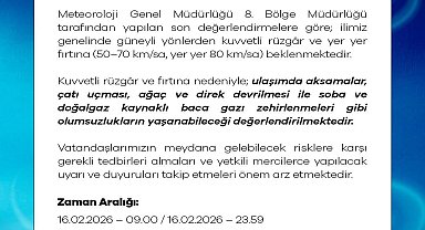 Niğde için kuvvetli rüzgar ve fırtına uyarısı