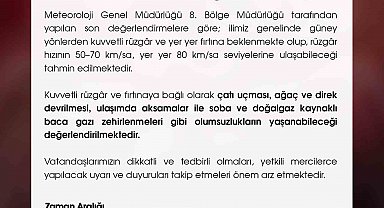 Niğde Valiliği'nden kuvvetli rüzgar uyarısı