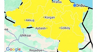 Ordu için sarı kodlu fırtına uyarısı