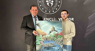 Şampiyon sporcudan Kabakcı'ya anlamlı hediye