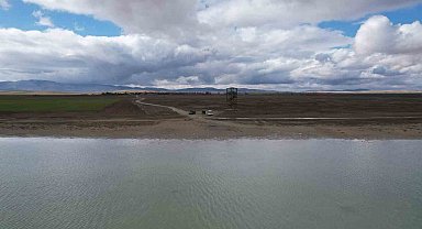 Seyfe Gölü'nde flamingo cümbüşü havadan görüntülendi