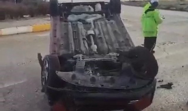 Takla atan araçtan burnu bile kanamadan kurtuldu