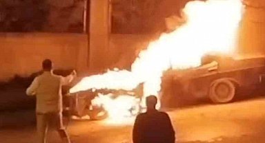 Tuzla'da park halindeki otomobil alev alev yandı