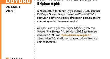 2026-YDS1: sınava giriş belgeleri erişime açıldı
