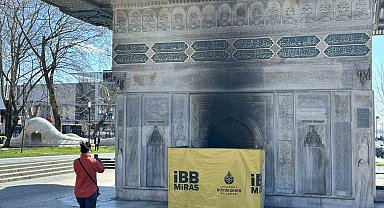 300 yıllık Tophane Çeşmesi ateş yakılması sonucu zarar gördü