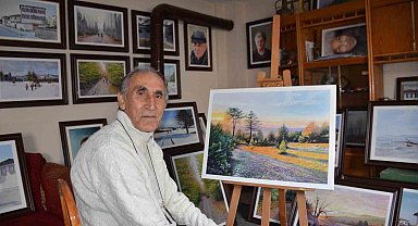 55 yıldır en yakın arkadaşı resim tuvali oldu