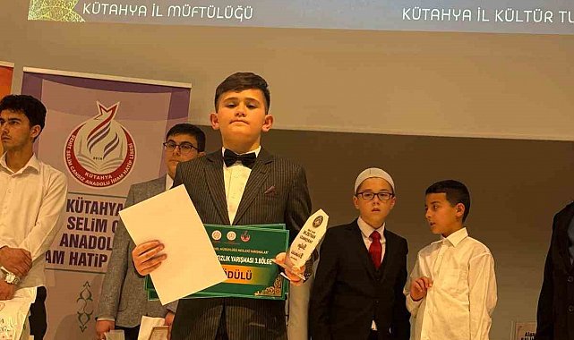 Afyonkarahisarlı 11 yaşındaki hafızlık öğrencisi yarışmada birinci oldu