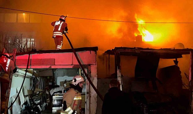 Alevlerin geceyi aydınlattığı yangında ev ve otomobil küle döndü