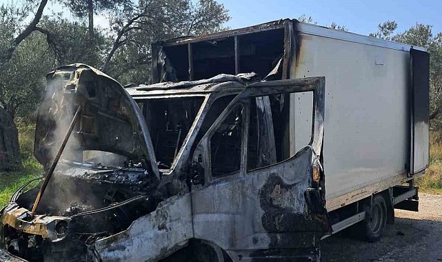 Ayvacık'ta kamyonet yangını