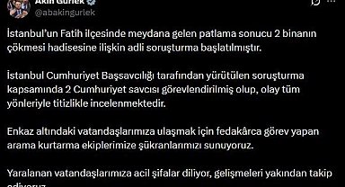 Bakan Gürlek: "2 binanın çökmesi hadisesine ilişkin adli soruşturma başlatılmıştır"