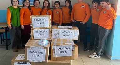 Başçayır'da minik yüreklerden Ramazan kolisi