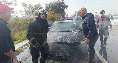 Bir hafta önce satın aldığı araç alev alev yandı