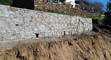 Bozdoğan'da taş duvar örme işi tamamlandı