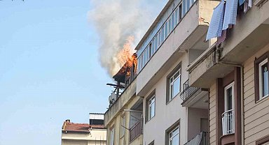 Bursa'da apartman terasında yangın paniği
