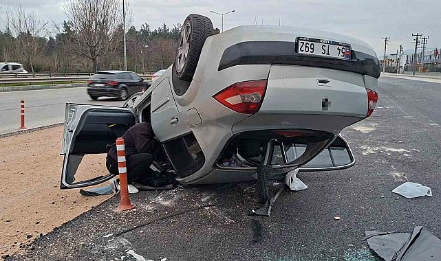 Bursa'da otomobil takla attı: Şans eseri yaralanan olmadı