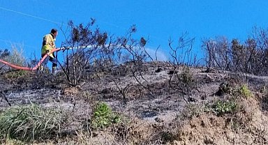Defne'de çıkan bahçe yangınından alevler yükseldi